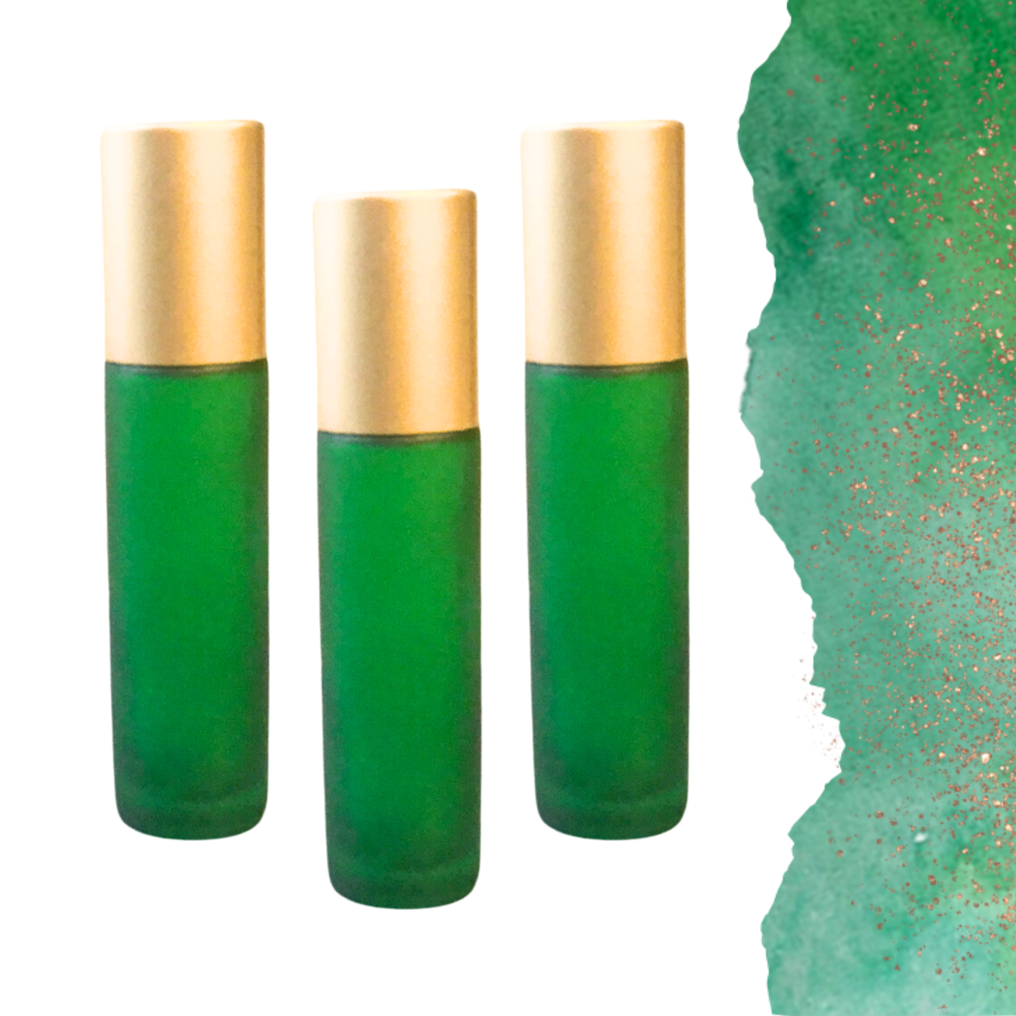 FROSTED GREEN Roller Bottle 10/5ml - Choice of Cap & Roller