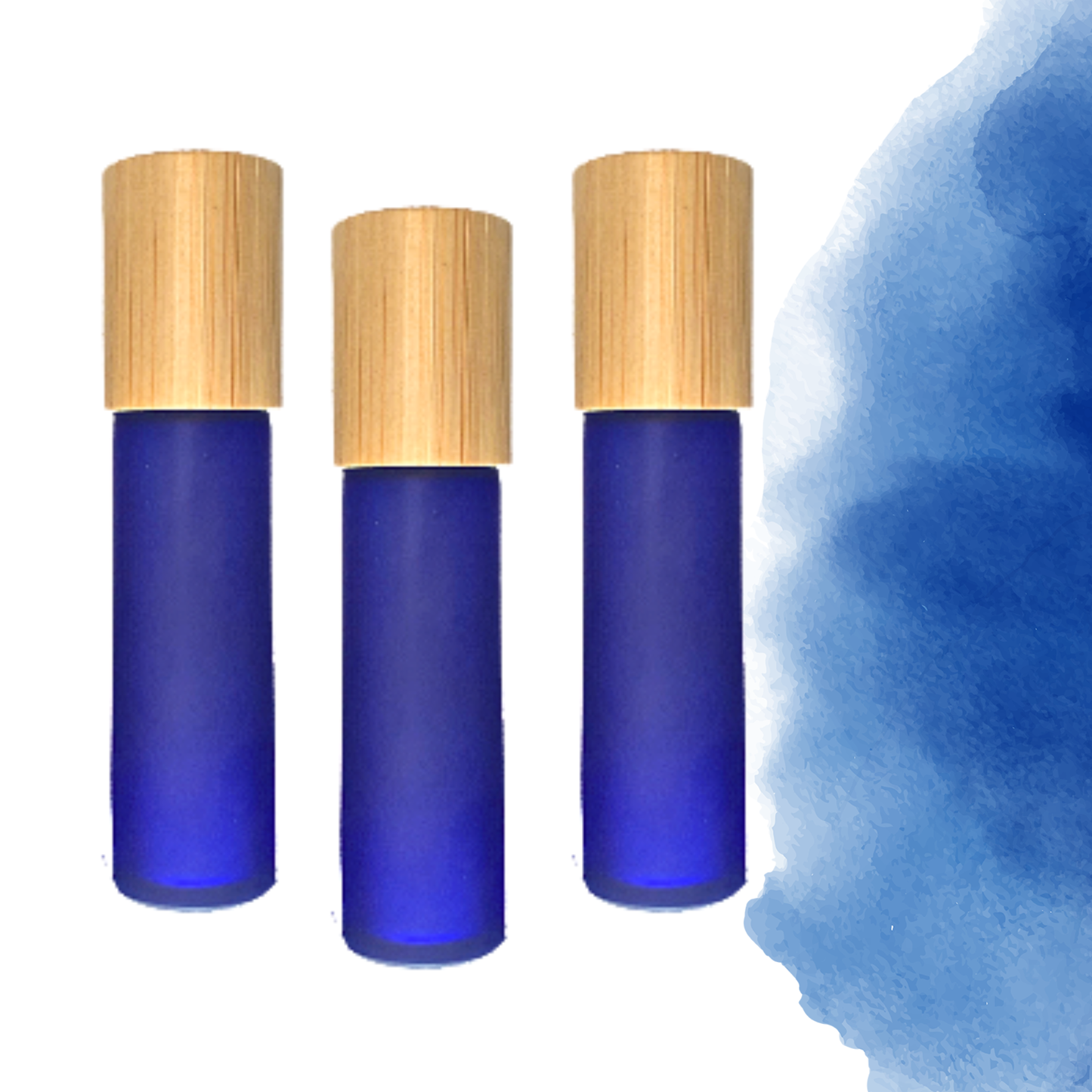 FROSTED COBALT Glass Roller Bottle 10/5ml with Bamboo Cap